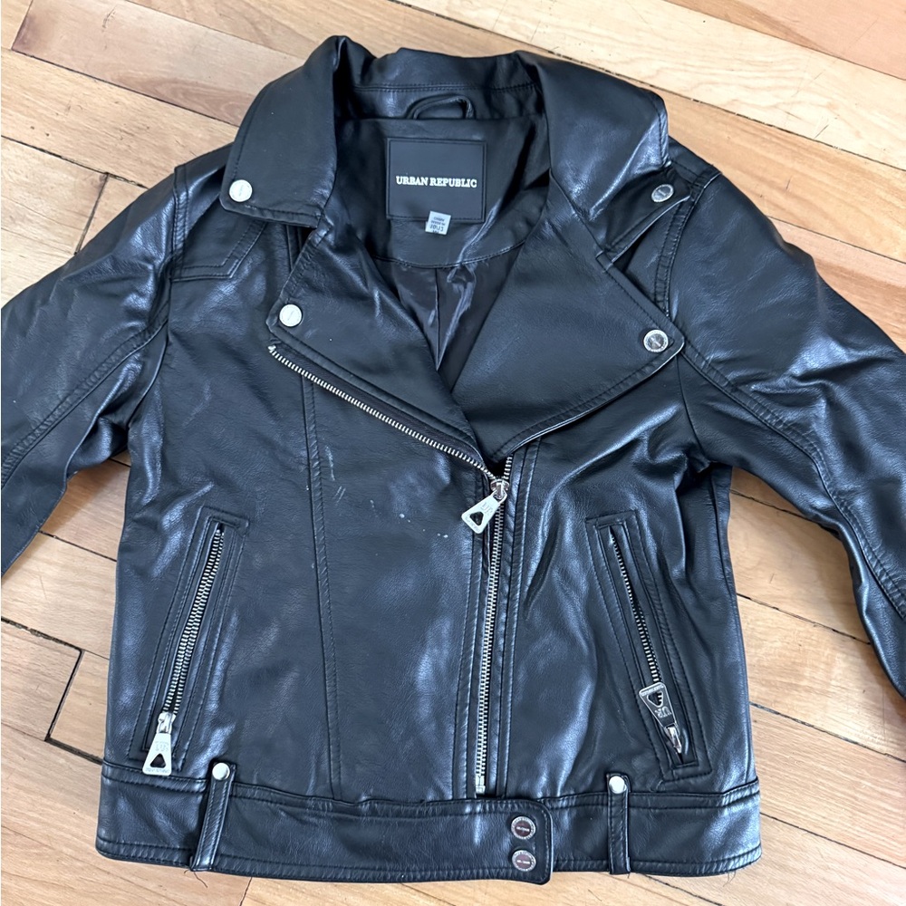 Girl’s Motorcycle Jacket Faux Leather Size M